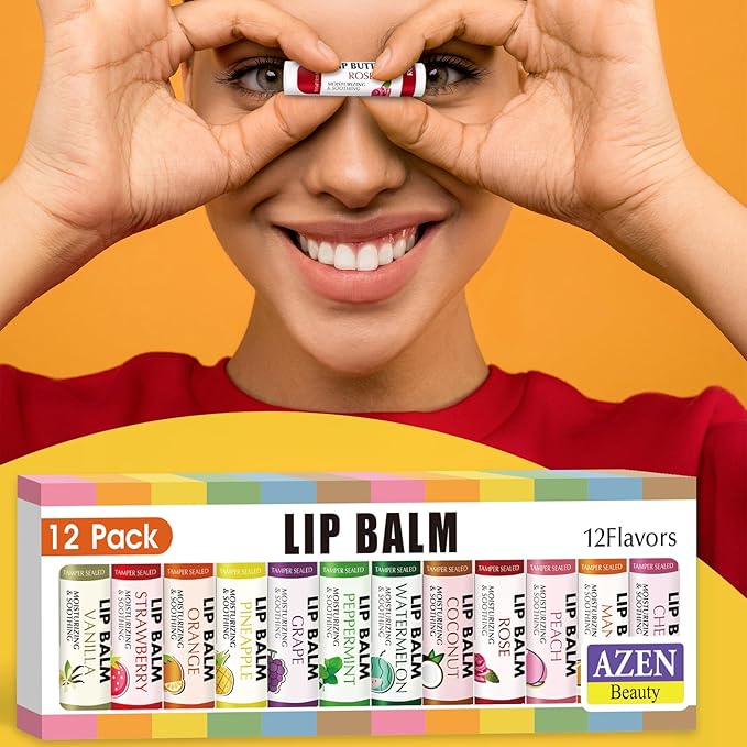 AZEN 12 Pack Lip Balm Bulk, Moisturizing Lip Balms - Image 7