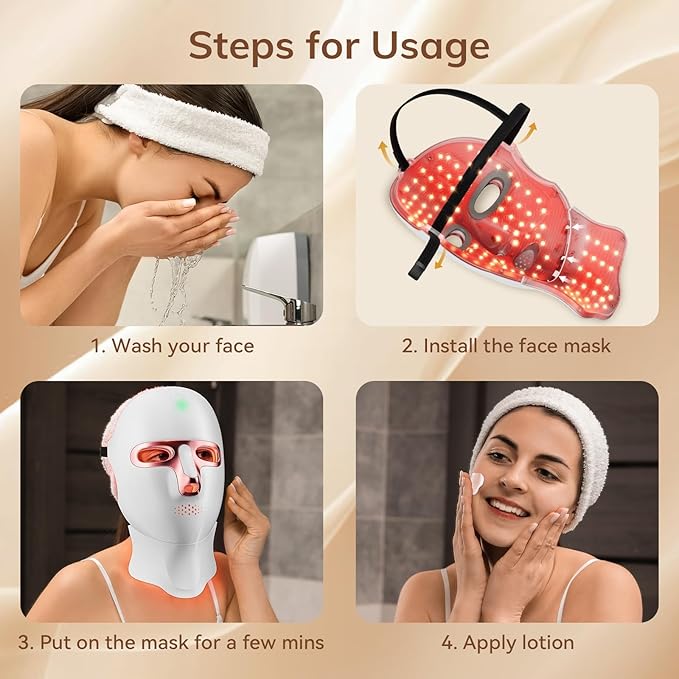 ONLUKY Red Light Therapy Mask for Face, Cordless LED Face Mask Light Therapy - Image 5