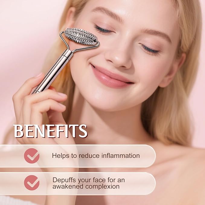 Gua Sha Facial Tools and Face Roller Set, Stainless Steel Facial Sculpting Eyes - Image 3