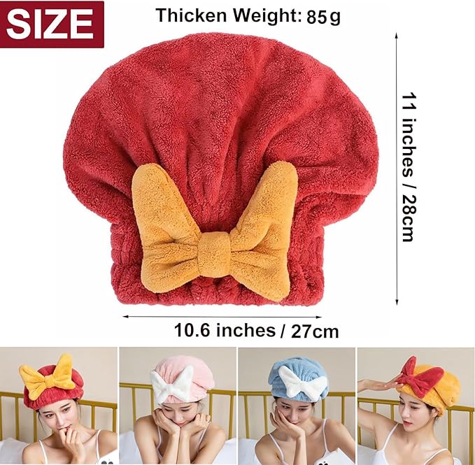 4Pcs Microfiber Hair Drying Cap, Ultra Absorbent Hair Towel Wrap Turban - Image 3