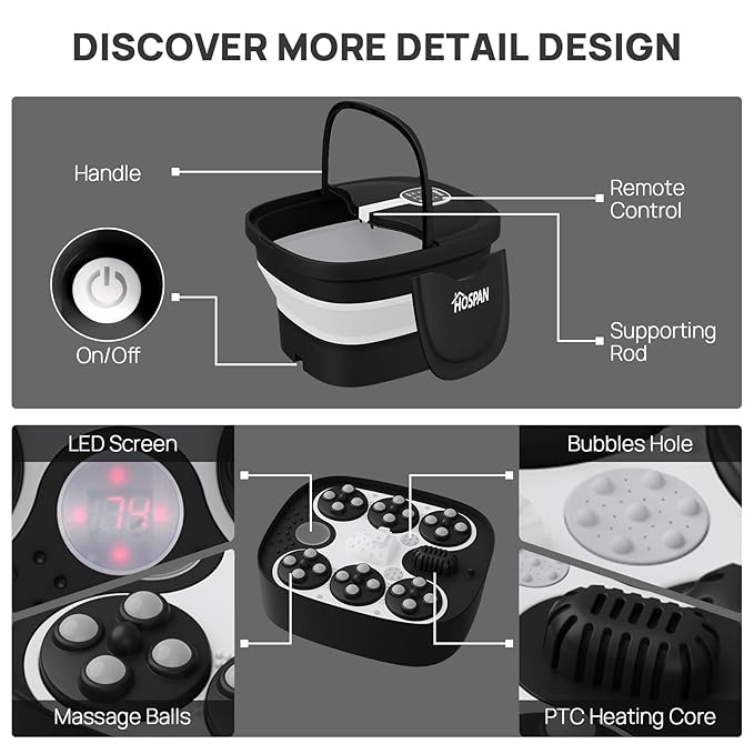 HOSPAN Collapsible Foot Spa Electric Rotary Massage, Foot Bath - Image 5