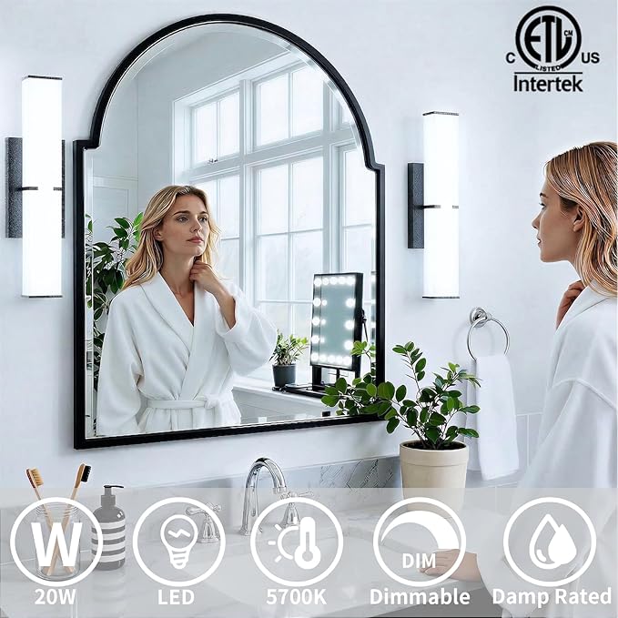 16 Inch LED Bathroom Lighting Fixtures Over Mirror, Modern Black Vanity Lights - Image 3