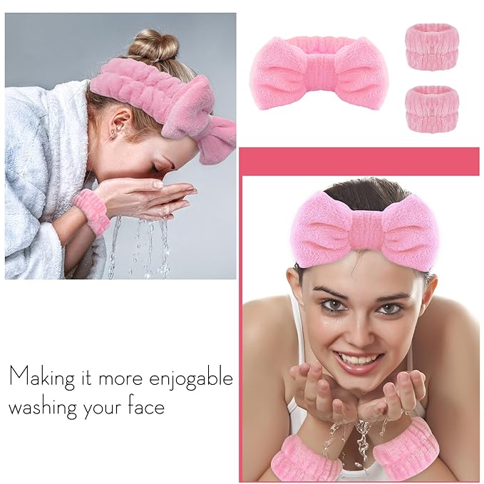 WSYUB Pink Spa Headband and Wristband Set - Image 3