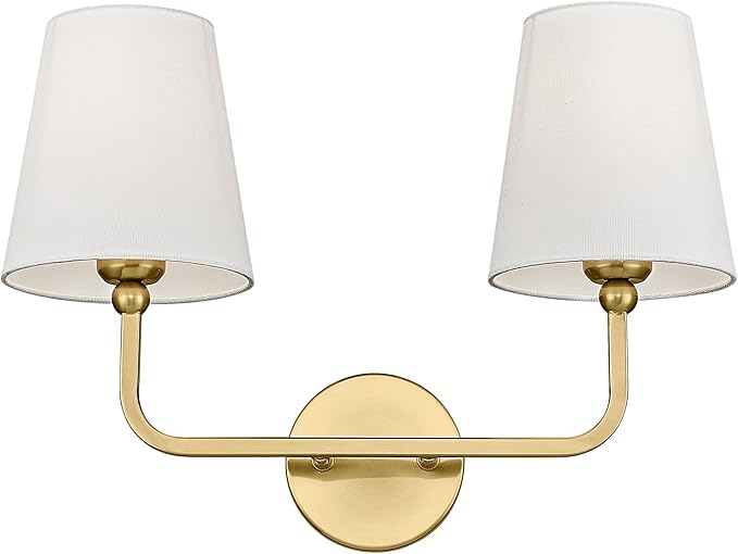 2 Light Bathroom Vanity Light, Brushed Gold Double Wall Sconce by Metwet