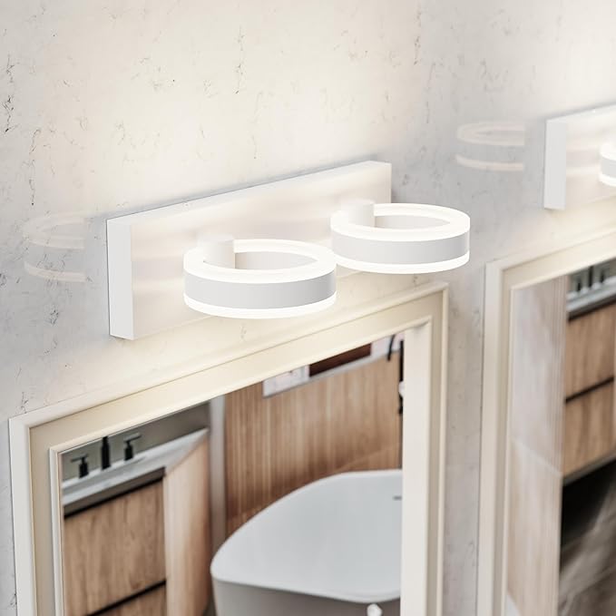 LED Bathroom Light Fixtures, 15inch White Vanity Lights, Modern 2 Light Acrylic - Image 7