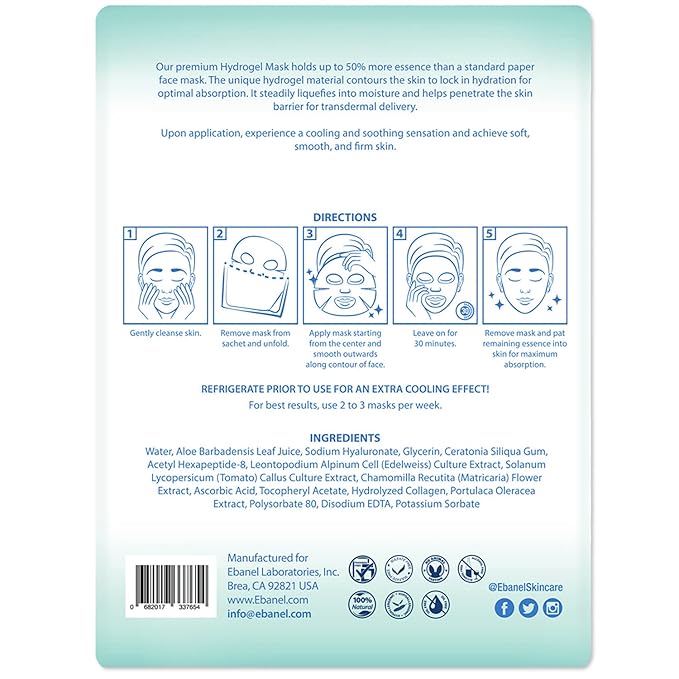 Ebanel 10 Pack Hydrogel Collagen Face Mask - Image 8