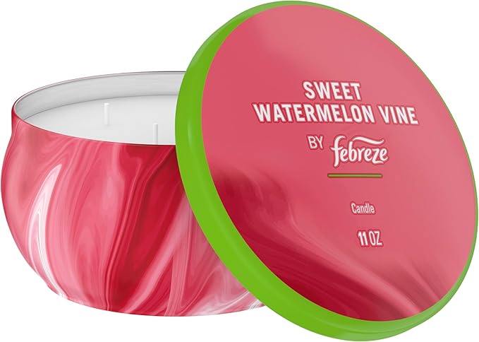 Febreze Scented Candle, Sweet Watermelon Vine Scent, 11 oz 4 Wick Candle - Image 6