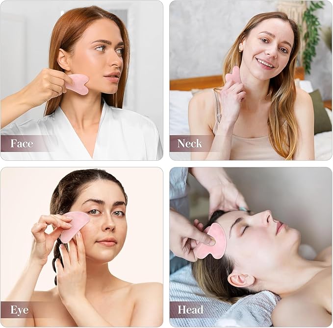 2 Pack Gua Sha Facial Tools, Gua Sha Jade Stone Gua Sha Massage Tool, Guasha - Image 6