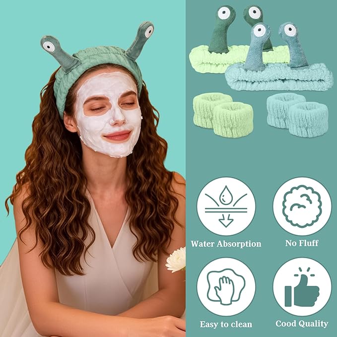 Snail Face Wash Headband Skincare & Wrist Bands - Image 3