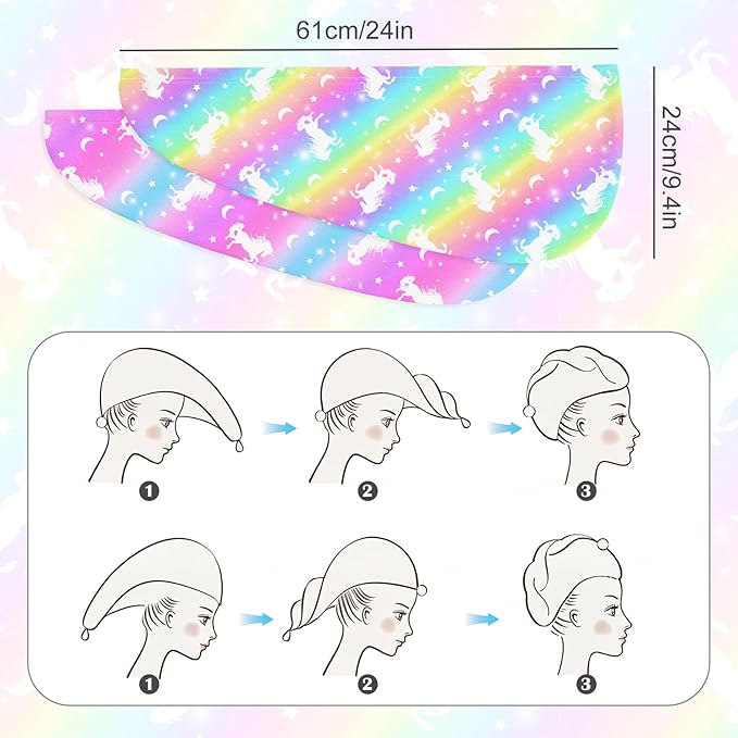 Microfiber Hair Towel Wrap for Kids 2 Pack Quick Drying Hair Towels - Image 7