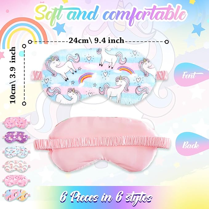 Cuffbow 6 Pack Plush Sleep Mask Set, Cute Plush Eye Masks - Image 2