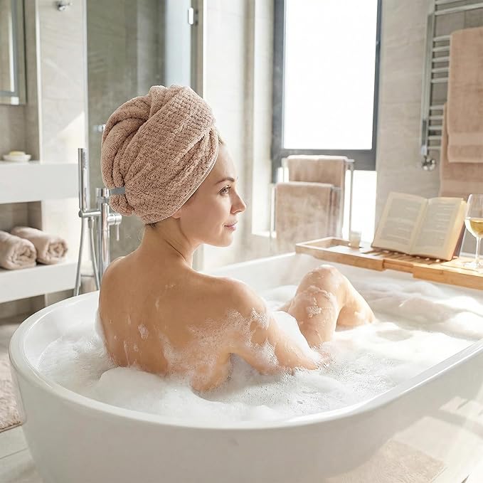 Microfiber Hair Towel Wrap for Women Extra Large Hair Turban Anti-Frizz Hair - Image 7