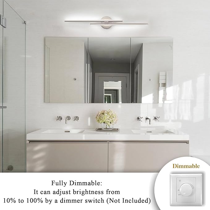 EDISLIVE Dimmable Modern LED Vanity Light Fixtures Bathroom Vanity Wall Lighting - Image 2