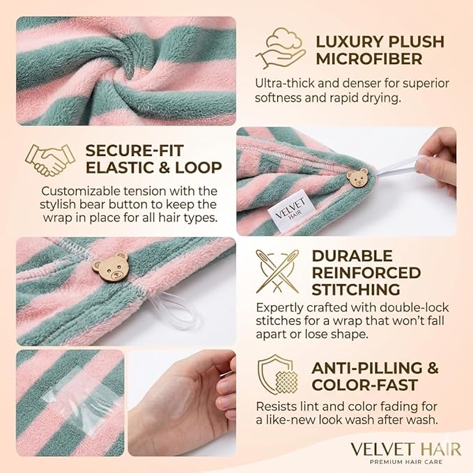 3 Pack Microfiber Hair Towel Wrap - Image 3
