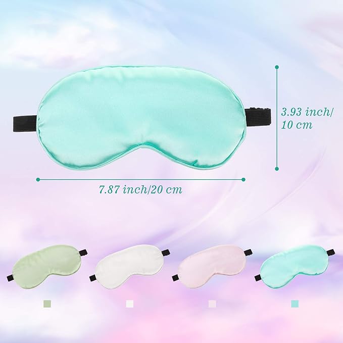 BBTO 4 Pcs Silk Sleep Eye Masks Smooth Soft Satin Eye Covers - Image 3