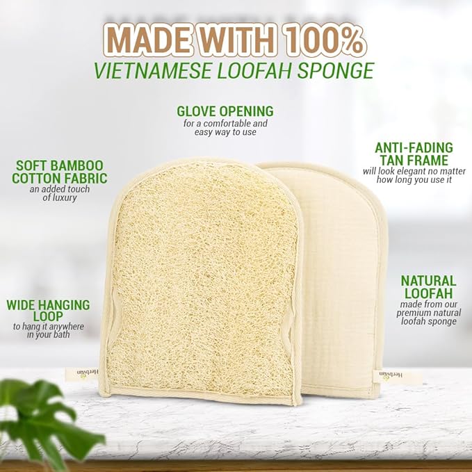 Premium Vietnamese Natural Loofah Gloves – Exfoliating Body Scrubber Mitts - Image 2