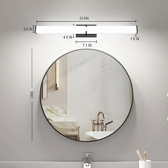 Bathroom Lighting Fixtures Over Mirror: ETL Certified 24 Inch Black Modern LED - Image 7