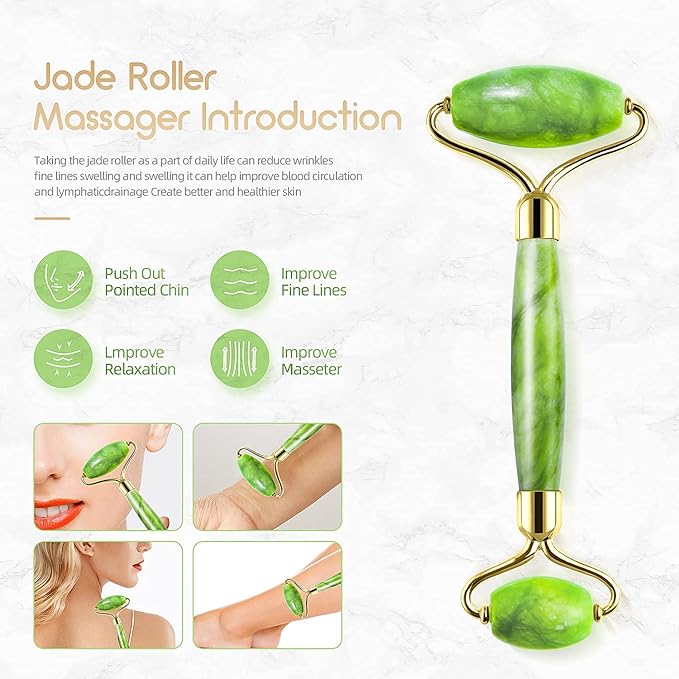 AECW 2 in 1 Ice Roller for Face & Eye Puffiness Relief and Jade Roller for Face - Image 5