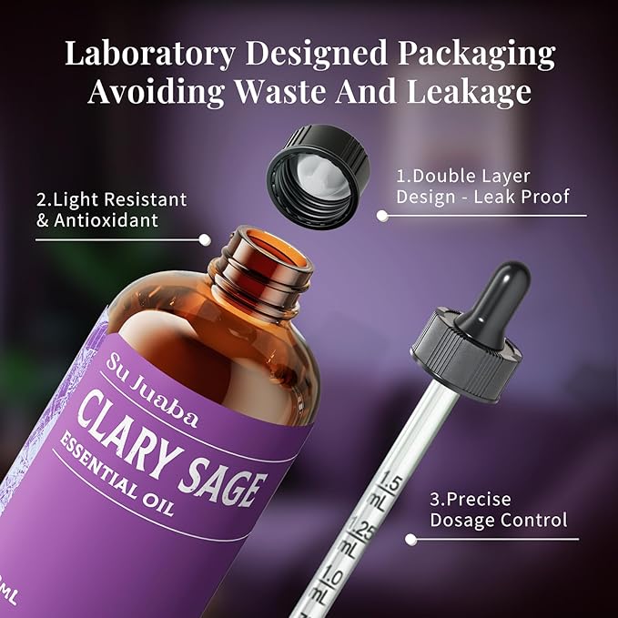 SU JUABA Clary Sage Oil Essential Oil 4 Fl Oz, 100% Pure Natural - Image 7