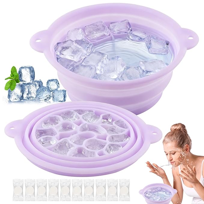Face Bowl for Ice with Built-In Ice Tray, Collapsible Silicone Facial Ices Bath by Unknown