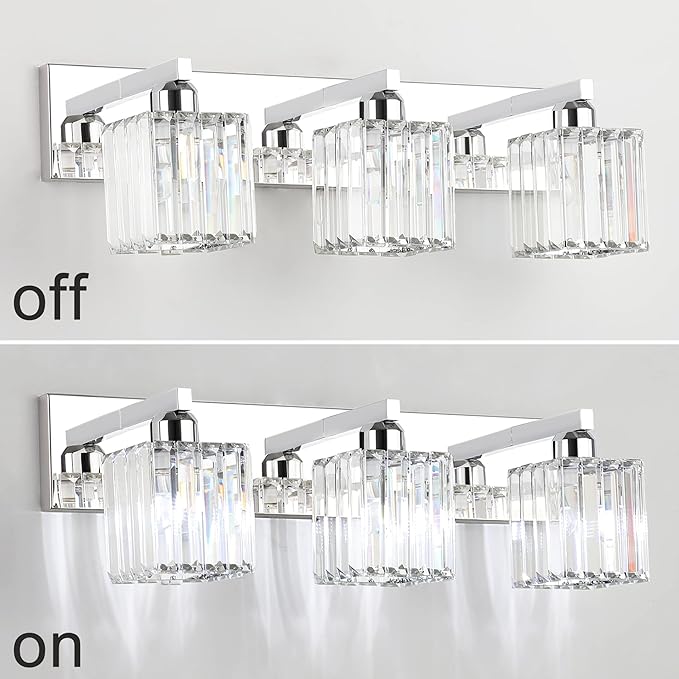 Aipsun Vanity Light Fixtures Crystal Bathroom Lighting Fixtures Chrome Vanity - Image 5