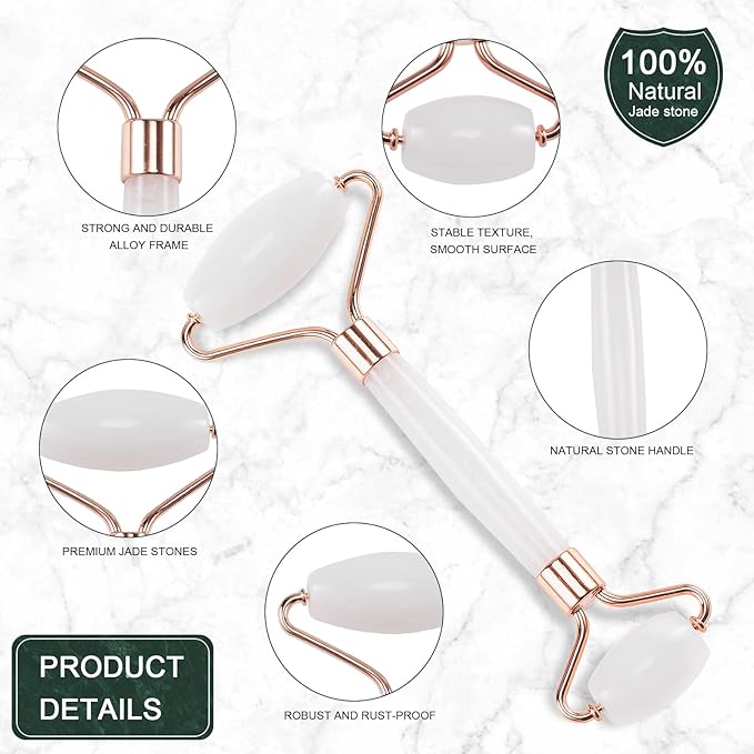 Jade Roller for Face, Facial Roller Massager Skin Care Tool, Gua Sha Facial - Image 2