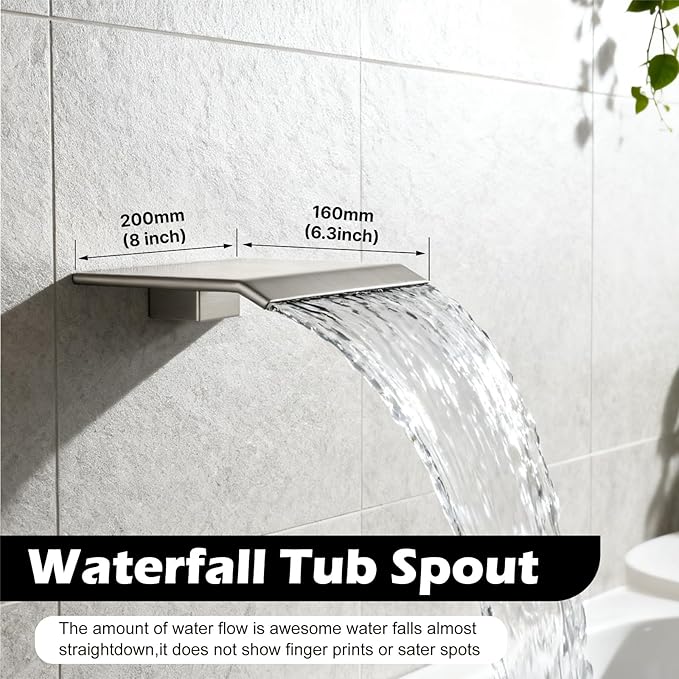 Midanya Shower System with Tub Spout, Bathtub Shower Faucet Set with Square - Image 3