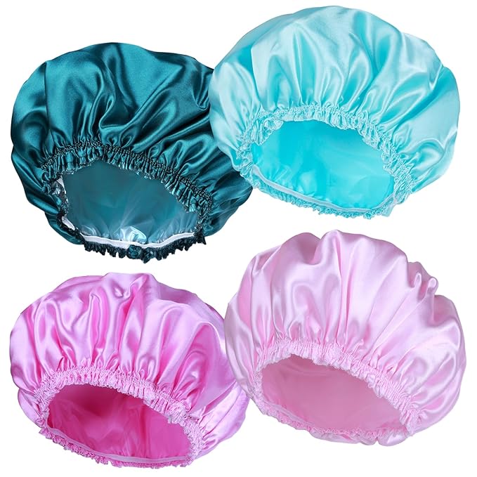 Shower Caps for Women, Double Waterproof Layers Shower Cap, Bathing Shower Caps by CHFONGDIRECT