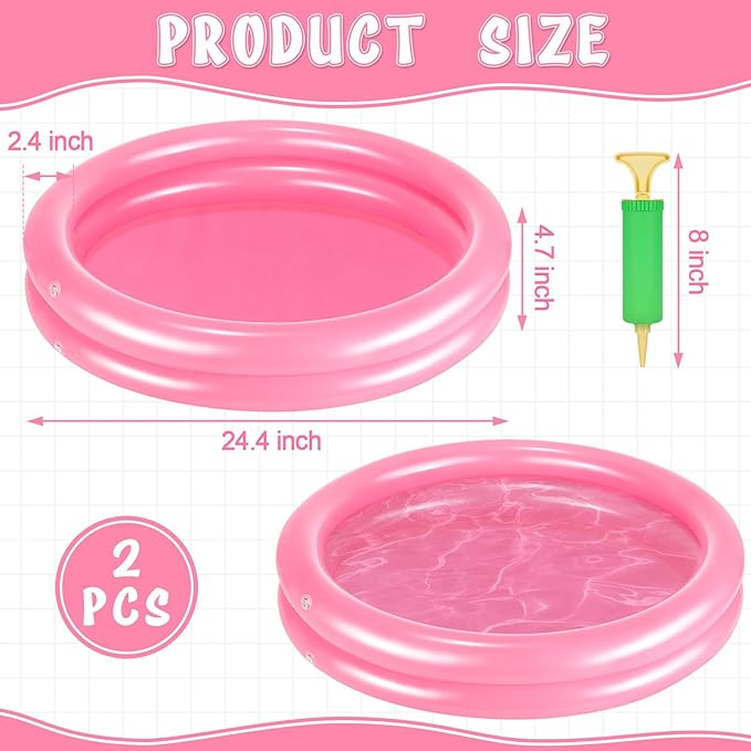2 Pack Pink Inflatable Pool Foot Bath Basin, Swimming Pool Clean Feet, Foot - Image 2