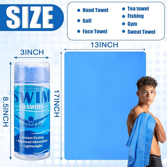 SmoothNovelty 2 Pack Swim Chamois Towel Water Absorbent Quick Dry Towel Shammy - Image 2