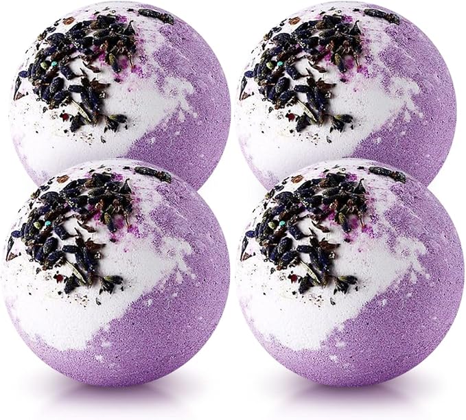 Dried Flower Bath Bombs Salt Balls, Lavender Extract Essential Oils, by Focusingonbathingproducts