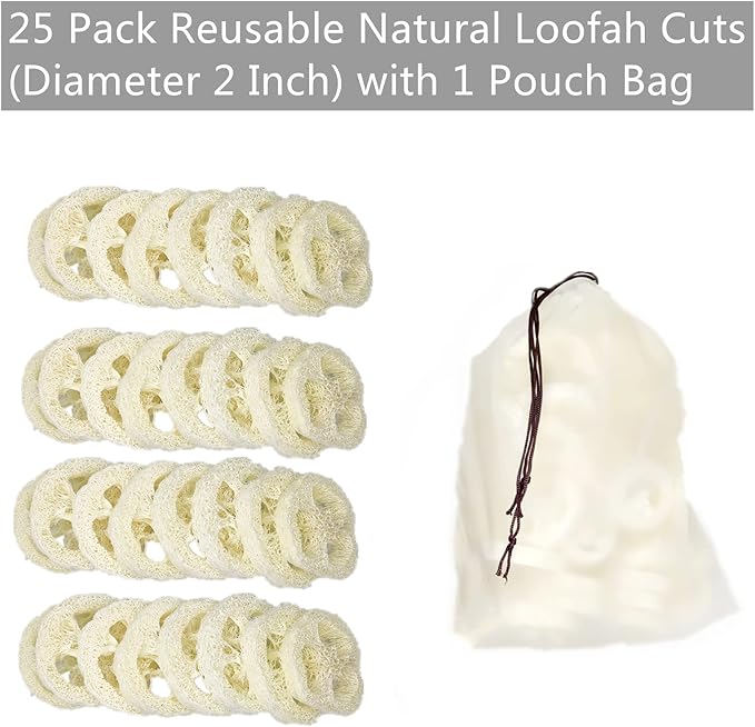25Pcs Natural Loofah Slices of 2In, Reusable Natural Loofah Cuts - Image 2