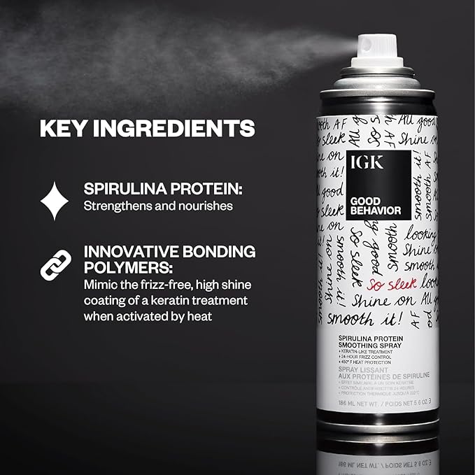 IGK Glass Hair Duo | Good Behavior Spirulina Smoothing Spray + Disco Disco - Image 4