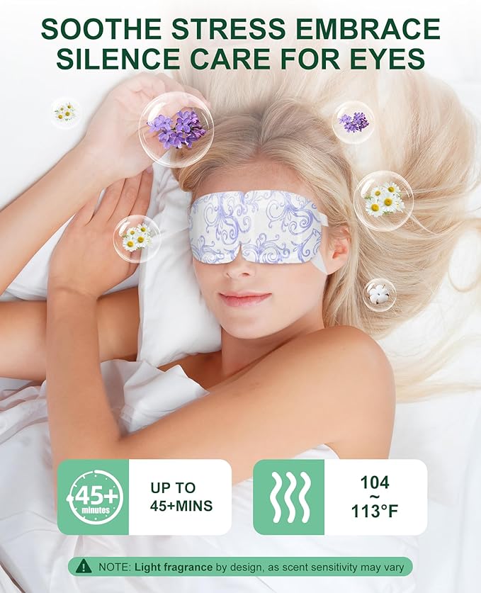 Large Self Heating Eye Mask for Dry Eyes Unscented 24 Pack, 45+ Min Steam Eye - Image 3