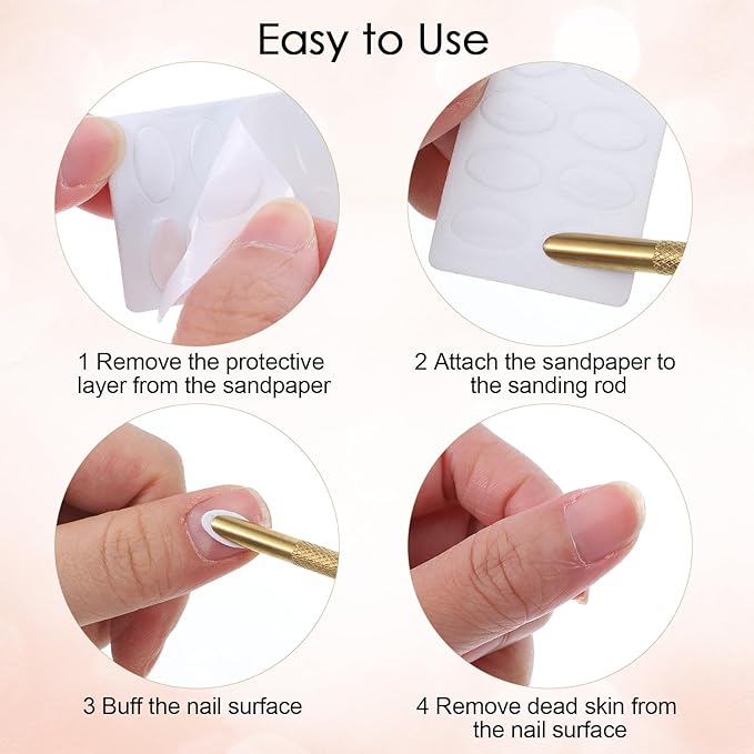 100/180 Grit Sandpaper Sheets Dual Ended Nail Cuticle Pusher, Cuticle File - Image 6
