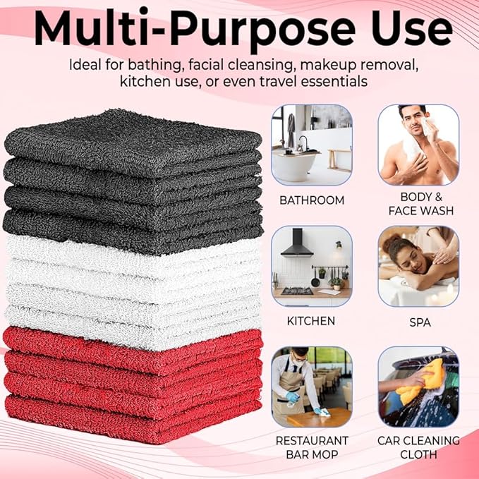 QUBA LINEN 100% Cotton Washcloth Set – Soft, Absorbent Face Towels - Image 7