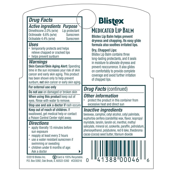 Blistex Medicated Lip Balm, 0.15 Ounce, Prevent Dryness & Chapping, SPF 15 Sun - Image 6