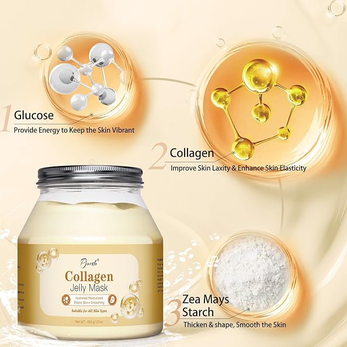 Pjordo Jelly Masks for Facials Professional, Collagen Firming, Hydrating & - Image 3