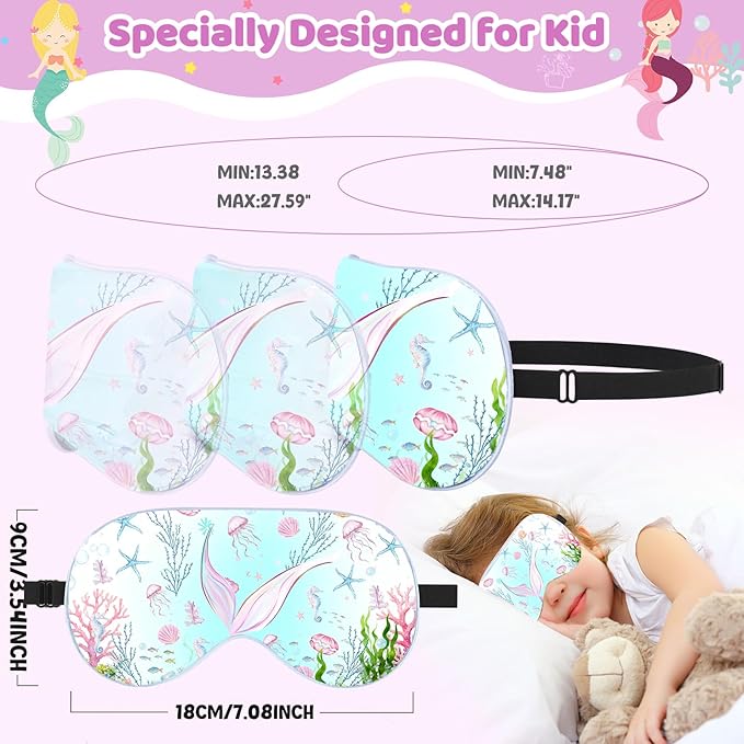 2 Pcs Sleep Mask for Kids Girls, Silk Eye Covers for Sleeping, Adjustable Strap - Image 5