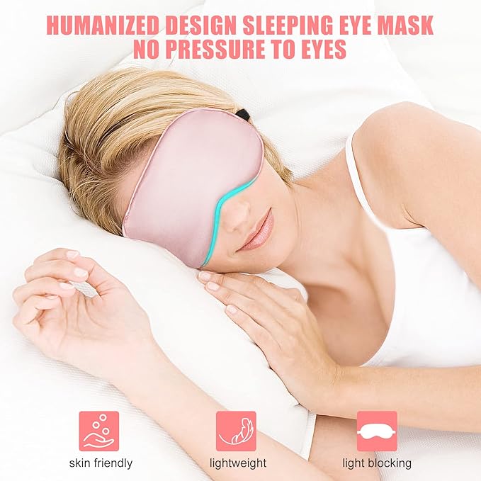 Cooling Eye Mask for Sleeping, Silk Sleep Mask w/Gel Eye Mask, Heated Eye Masks - Image 4