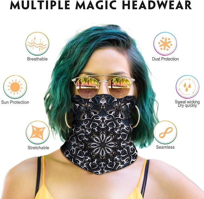 Venswell Neck Gaiter Face Mask Men Women, Seamless Bandana Rave Face Cover - Image 2