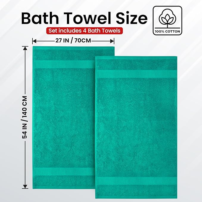 Infinitee Xclusives Luxury 100% Ring-Spun Cotton Bath Towels Set of 4 – Soft - Image 3