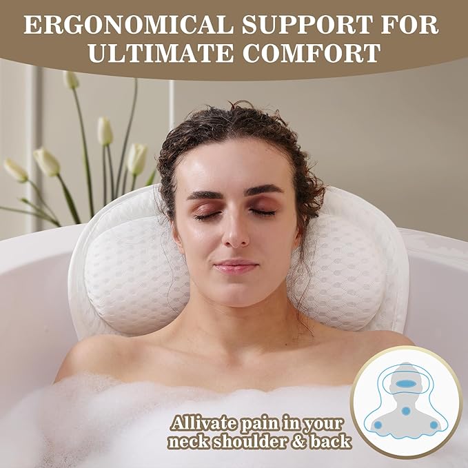 Bath Pillow Luxury Bathtub Pillow, Extra Soft & Comfortable Bath Pillows - Image 2