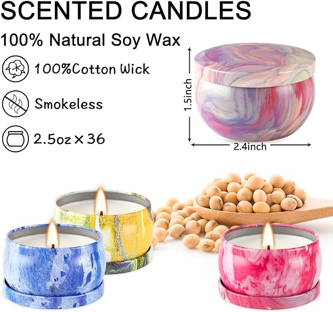 YOROXRG 36 Pack Scented Candles, Soy Wax Travel Tin Jar Candles, Aromatherapy - Image 5