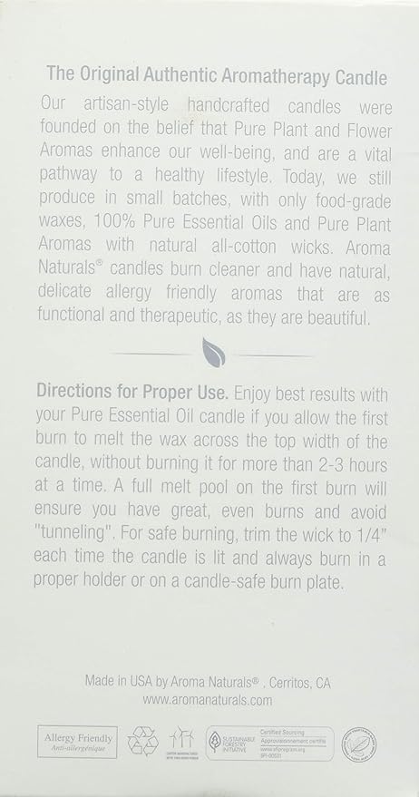 Aroma Naturals Essential Oil Tranquility Pillar Candle, 2.5" x 4", 11 Ounce - Image 3