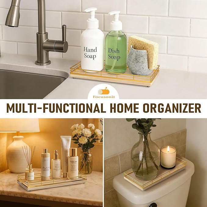 Bathroom Vanity Tray for Countertop, Bathroom Organizer for Soap, Perfume & - Image 5