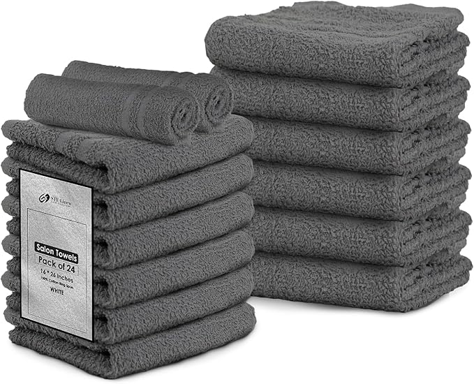 24 Pack Dark Grey Hand Towel 100% Cotton Spa Towel – 16x27 inches Highly - Image 7