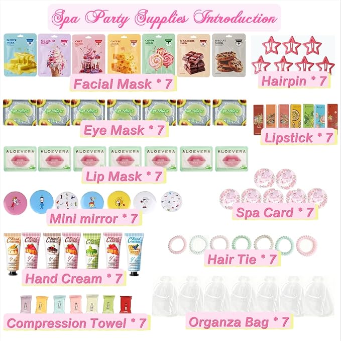 77PCS Spa Party Supplies for Girls, Spa Party Favors Include Facial Masks - Image 2