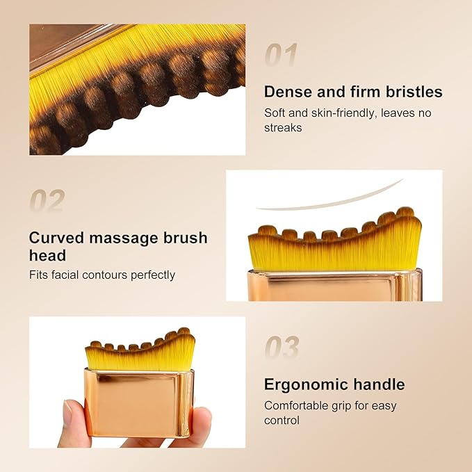 2 PCS Facial Lymphatic Contour Face Brush – Rounded Edge & Soft Bristles - Image 4