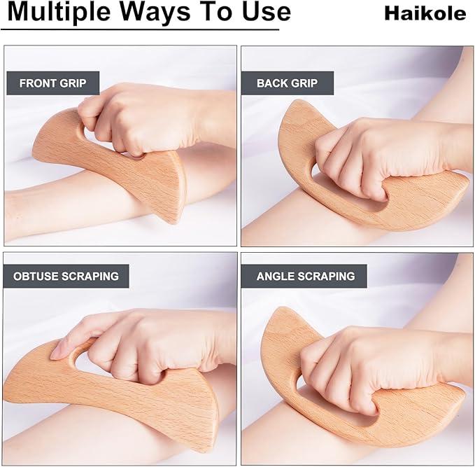 enttgo Body Gua Sha Tool Wooden Lymphatic Drainage Tool, Guasha Massage Tools - Image 5